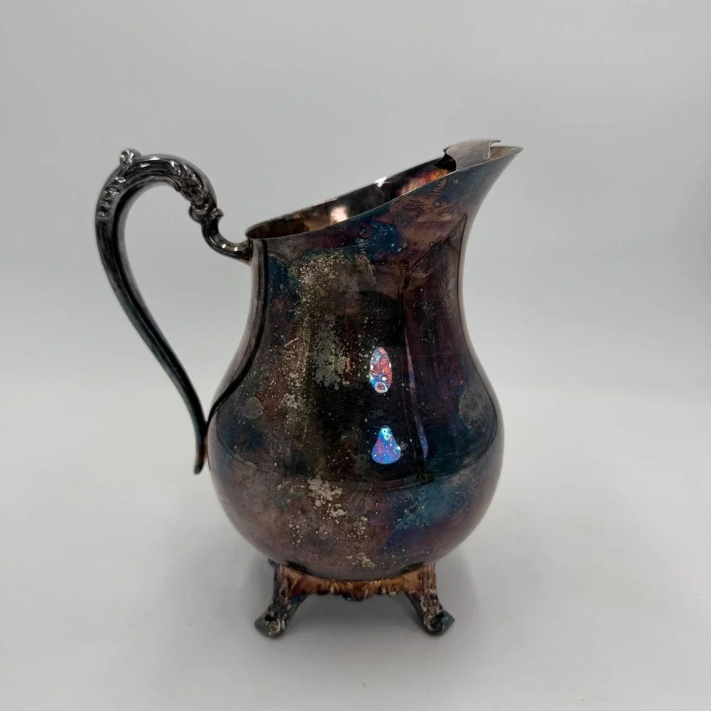 Vintage 1883 FB Rogers Silver Co. Silver Plated Footed Lipped Water Pitcher 3707